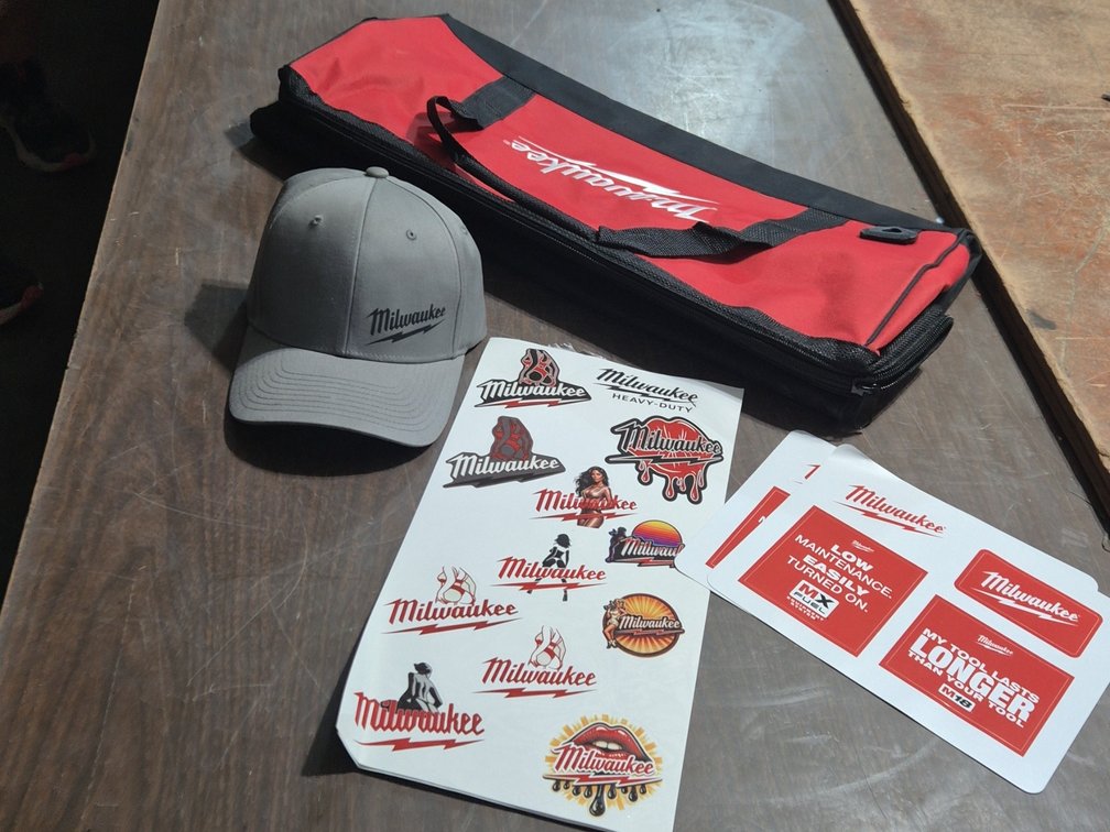 NEW MILWAUKEE BAG, HAT, STICKERS