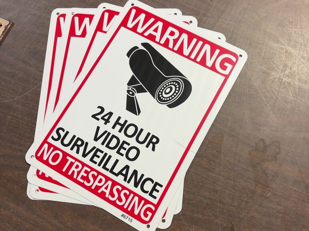 (4) NEW 10”X7” SURVEILLANCE SIGNS