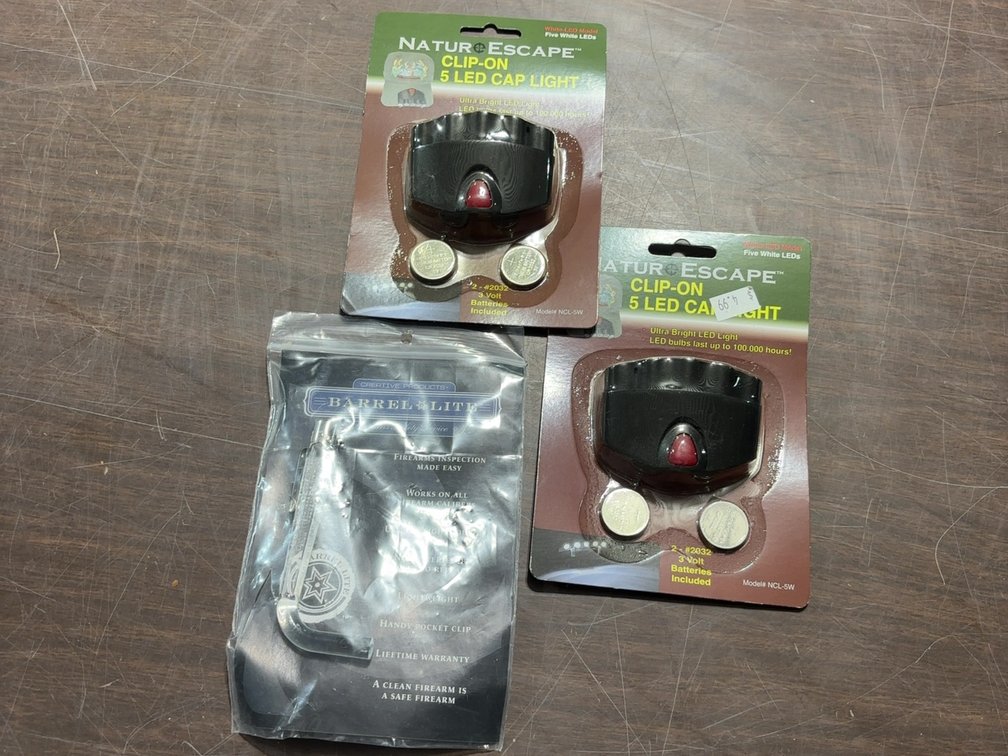 PAIR OF NEW LED CLIP ON CAP LIGHT W/ BARREL LITE