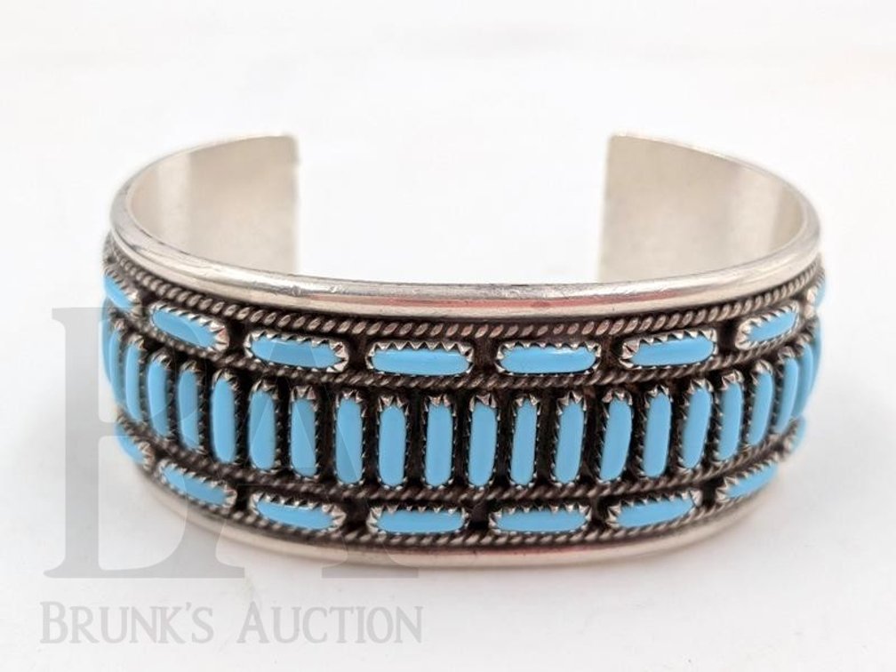 FRANCIS M. BEGAY STERLING & TURQUOISE CUFF