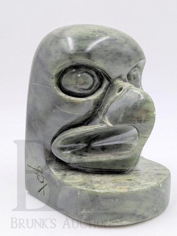 CARVED GREEN SERPENTINE STONE SCULPTURE
