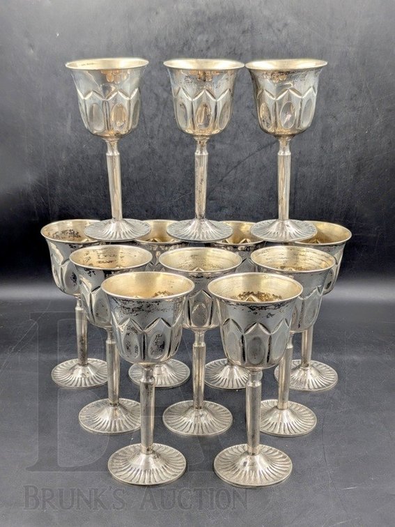 (X12) .800 SILVER STEMMED GOBLETS