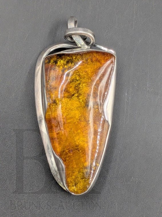 STERLING & AMBER PENDANT/BROOCH