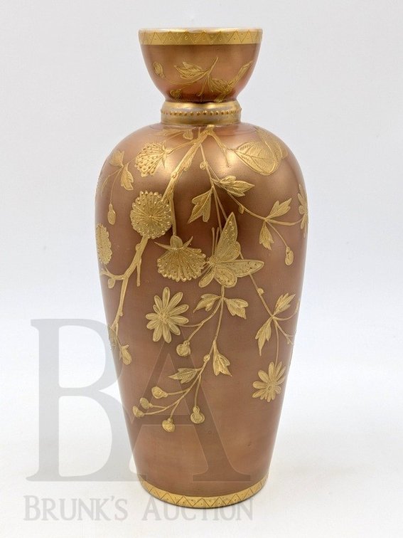 VICTORIAN BOHEMIAN HAND DECORATED VASE