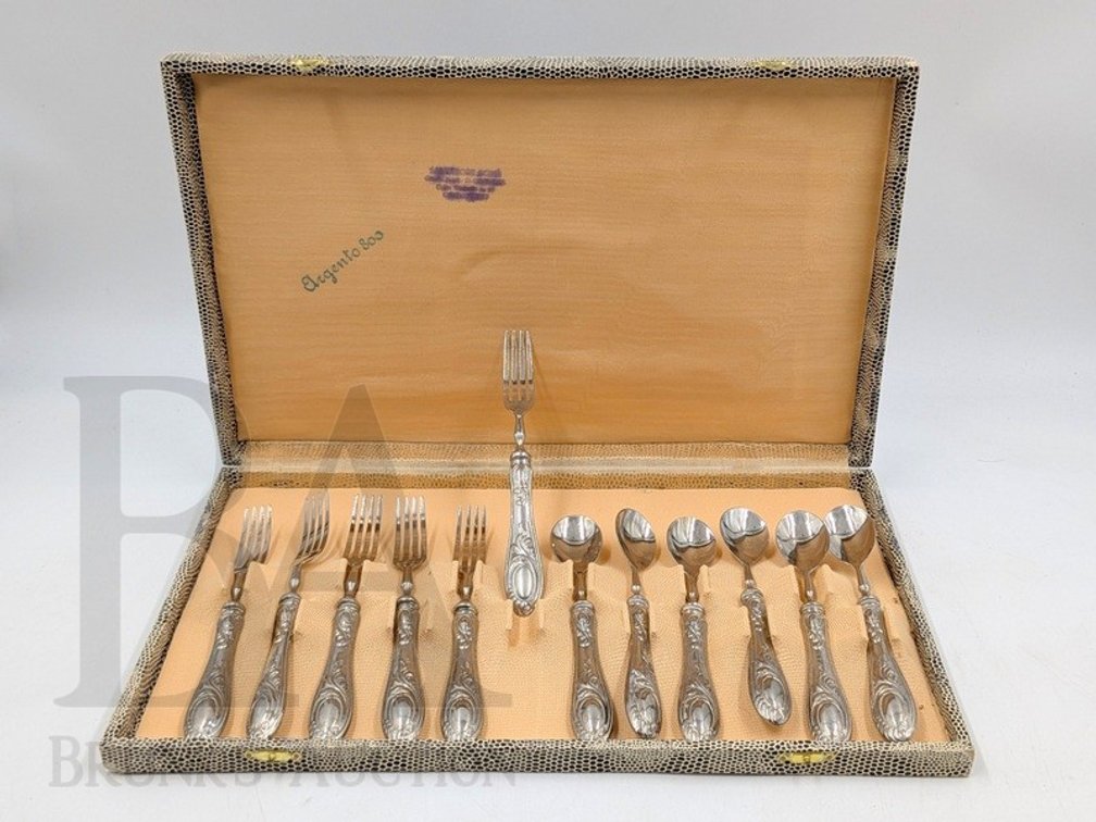 (12 PC) .800 SILVER HANDLED DESSERT SET