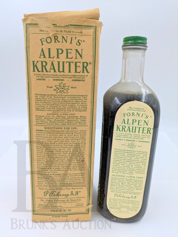 (1920-30'S) FORNI'S ALPEN KRAUTER LAXATIVE