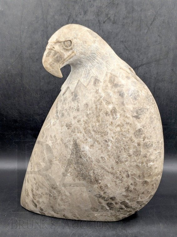 CARVED SOAPSTONE EAGLE SCULPTURE