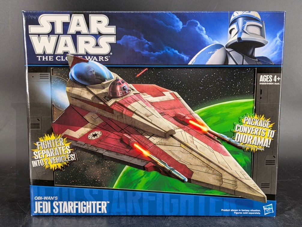 2010 Hasbro Star Wars The Clone Wars Obi-Wan's Jedi Starfighter Vehicle in Box