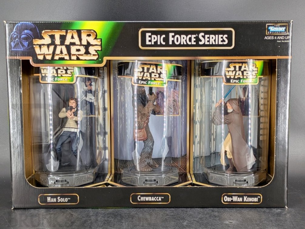 1998 Star Wars Epic Force Series Han Solo Chewbacca Obi-Wan Kenobi Set Kenner