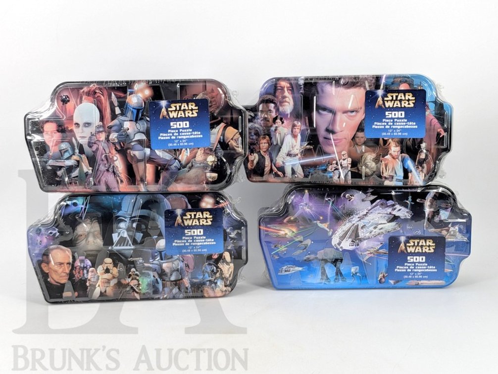 (4) 2002 Star Wars 500-Piece Puzzles Factory Sealed Tin Sets by Hasbro