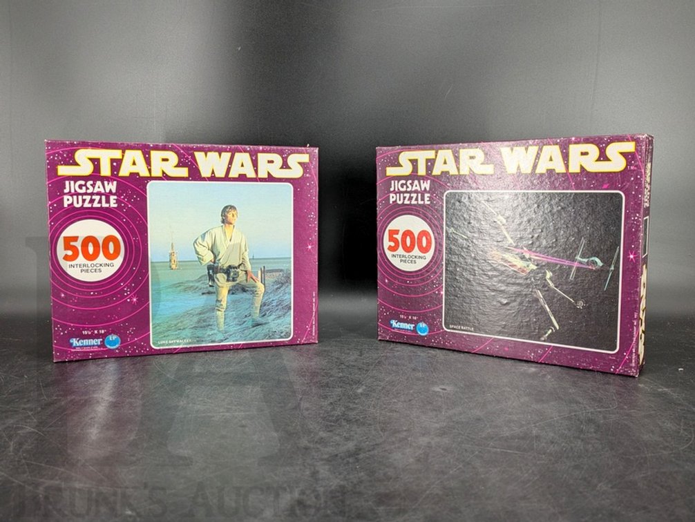 (2) 1977 Kenner Star Wars 500 Piece Jigsaw Puzzles Luke Skywalker Space Battle