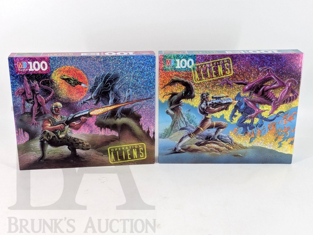 (2) 1993 Milton Bradley Operation Aliens 100 Piece Puzzles, Ages 5-10, 12.5 x 15 in
