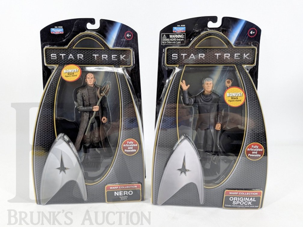 (2) 2009 Star Trek Warp Collection Figures Original Spock and Nero Playmates Toys