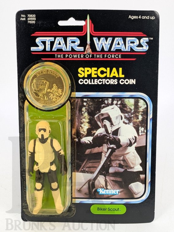 1984 Star Wars Kenner Biker Scout Action Figure with Special Collector Coin MOC