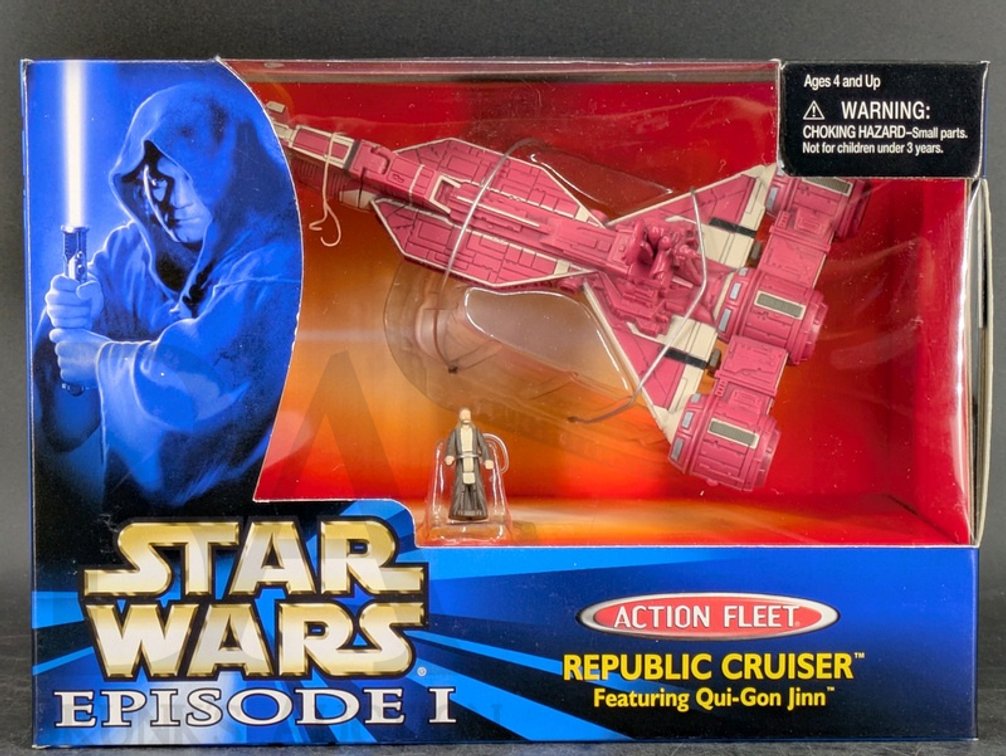 1998 Star Wars Episode I Action Fleet Republic Cruiser Featuring Qui-Gon Jinn, Galoob