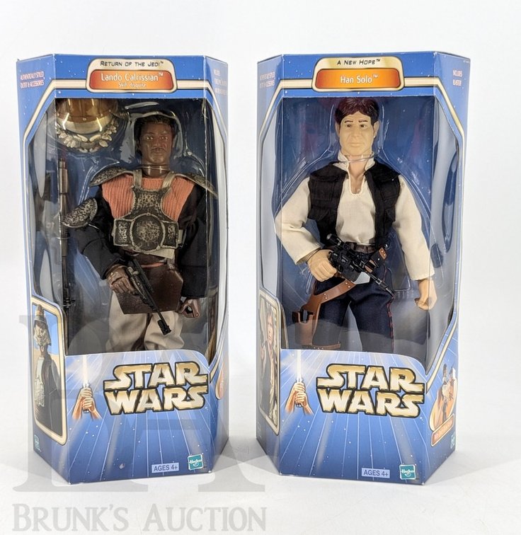 (2) 2002 Star Wars Hasbro Figures Han Solo A New Hope and Lando Calrissian Return of the Jedi