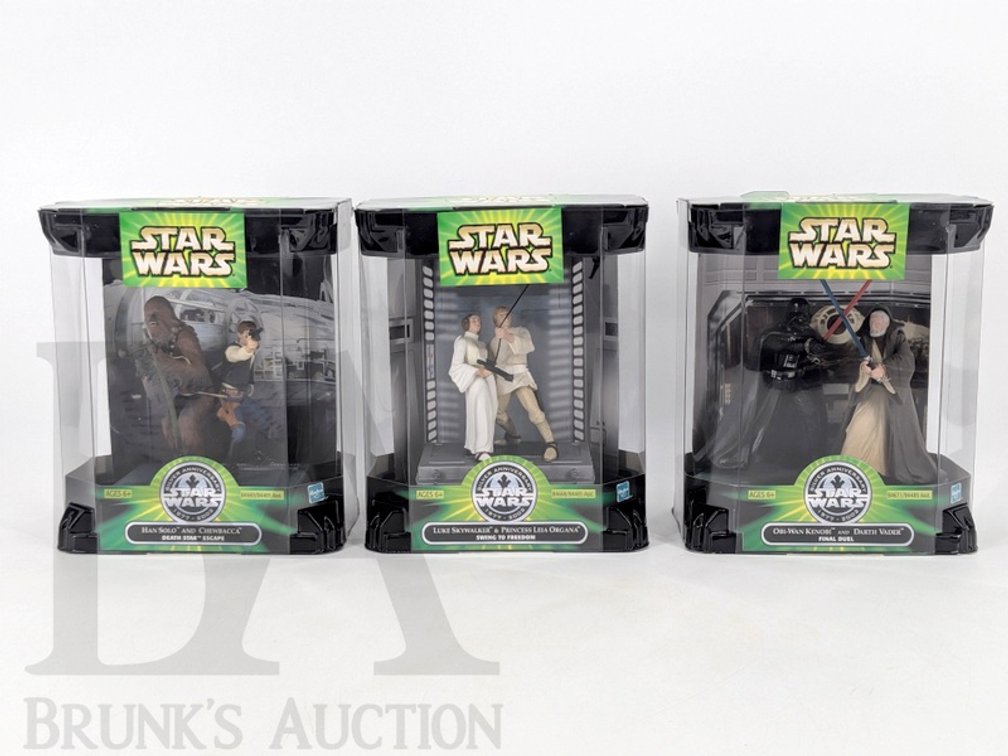 (3) 2002 Star Wars Hasbro Silver Anniversary Figure Sets in Boxes