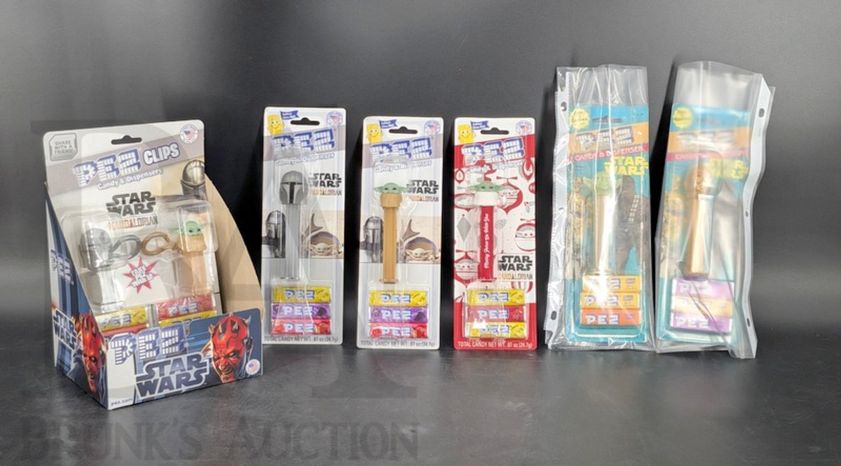 Assortment Star Wars PEZ Dispensers, Carded, Including 1997 Yoda and C-3PO, Mandalorian