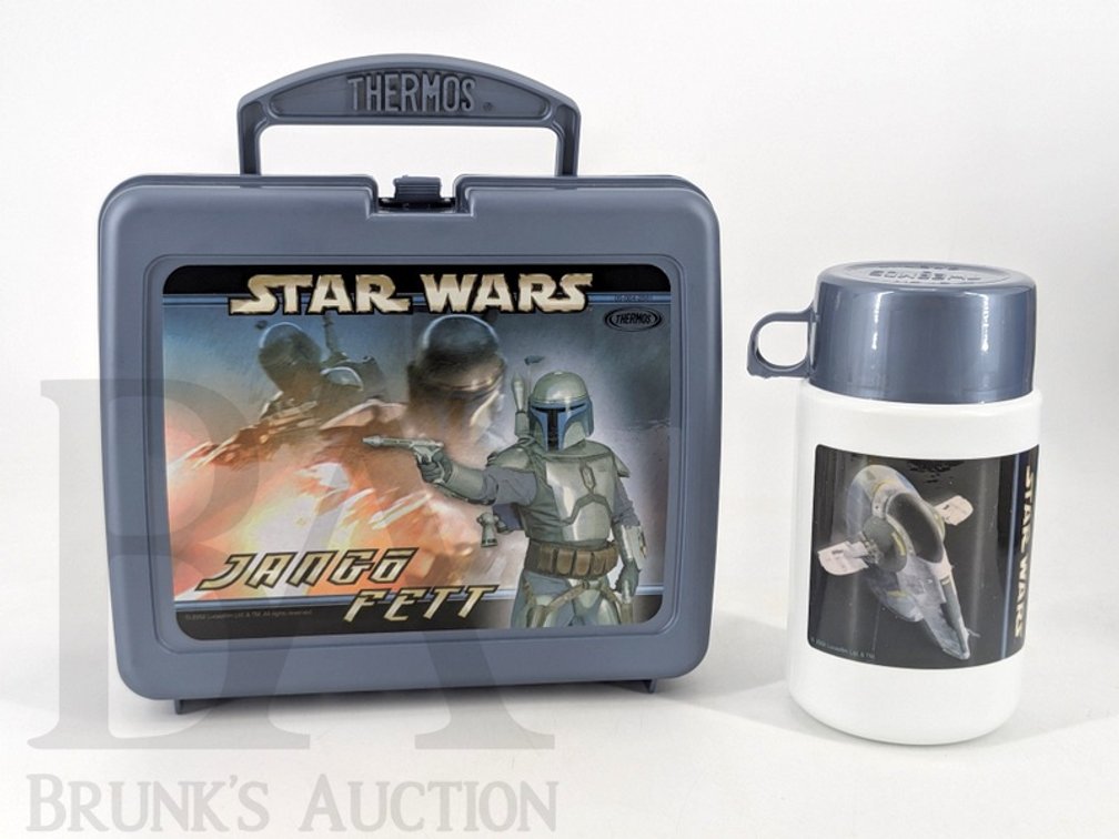 2002 Star Wars Jango Fett Thermos Brand Lunchbox and Thermos Set
