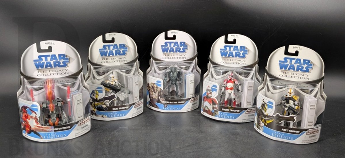 (5) 2008 Star Wars Legacy Collection Saga Legends Figures, Hasbro, Unopened