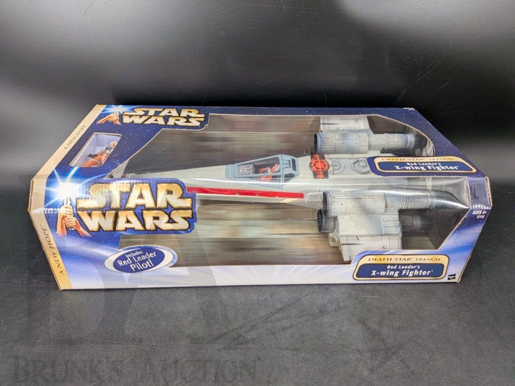 2004 Star Wars Red Leader X-Wing Fighter with Pilot, Hasbro, Death Star Trench
