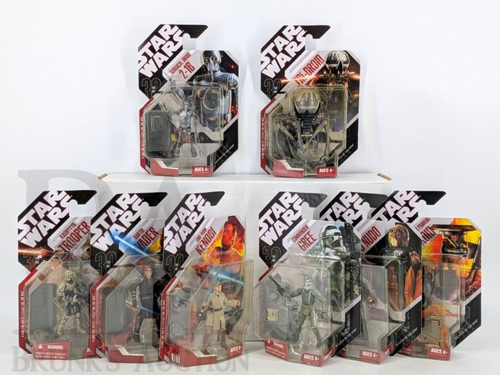 (7) 2007 Star Wars 30th Anniversary Hasbro Figures Revenge of the Sith Carded Set