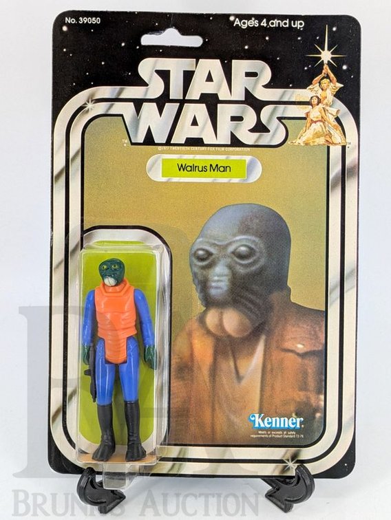 1979 Kenner Star Wars Walrus Man Action Figure on Card, Made in Hong Kong