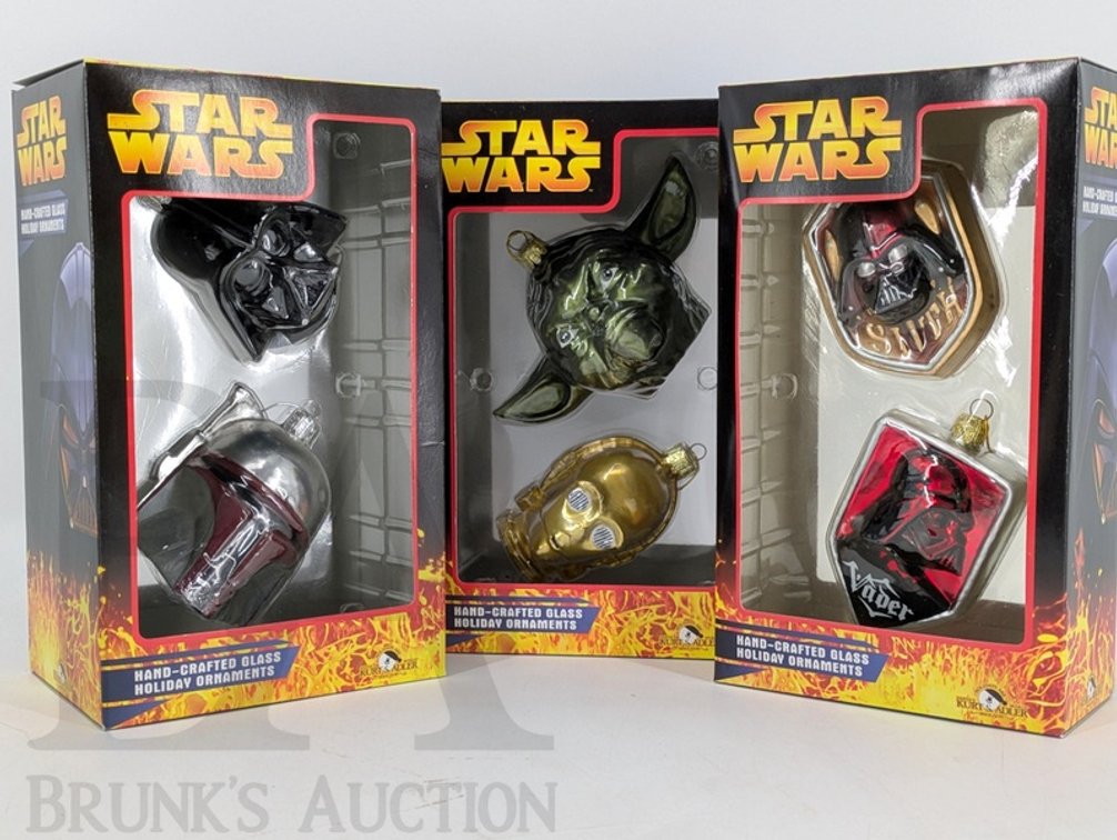 (3) 2005 Kurt S. Adler Star Wars Glass Holiday Ornament Boxed Sets