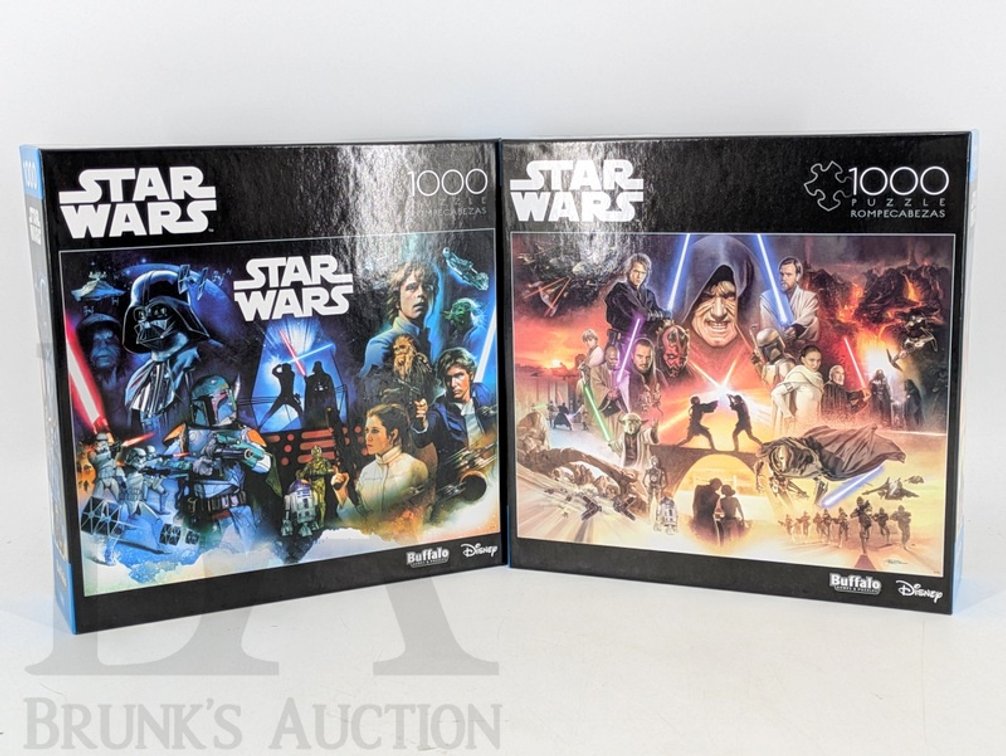 (2) Star Wars 1000 Piece Jigsaw Puzzles Buffalo Games Disney Lucasfilm 26.75x19.75 in