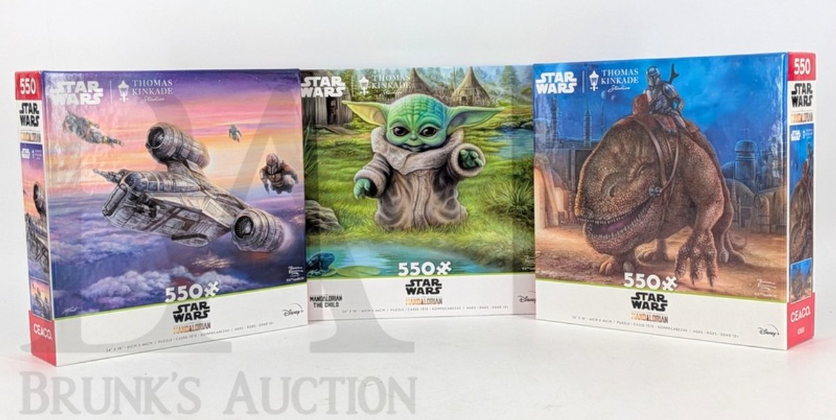 (3) 2021 Star Wars Mandalorian CEACO 550-Piece Puzzles Monte Moore Kinkade Studios