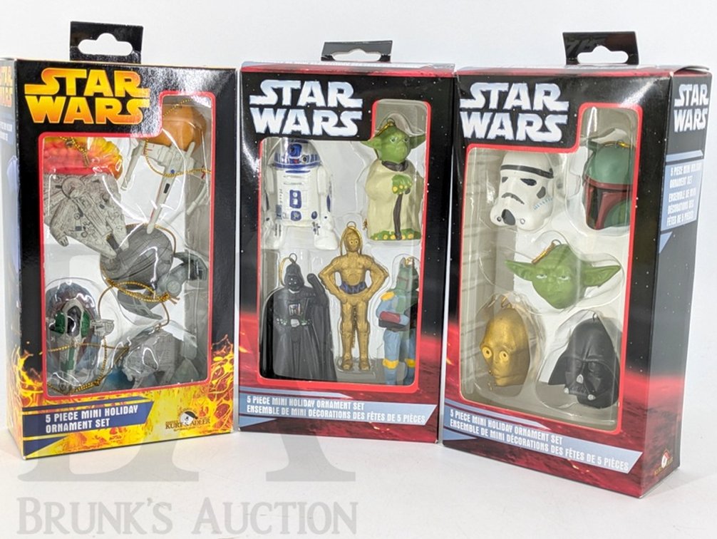 (3) Star Wars 5-Piece Mini Holiday Ornament Sets Kurt S. Adler 2005 and 2006 Boxed