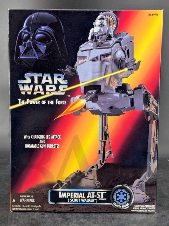 1995 Star Wars Power of the Force Kenner Imperial AT-ST Scout Walker Vehicle Boxed