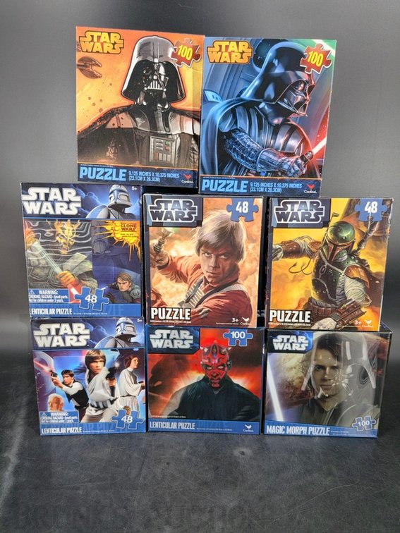 (8) Assorted Star Wars Puzzles Cardinal 48 & 100 Piece Lenticular & Magic Morph