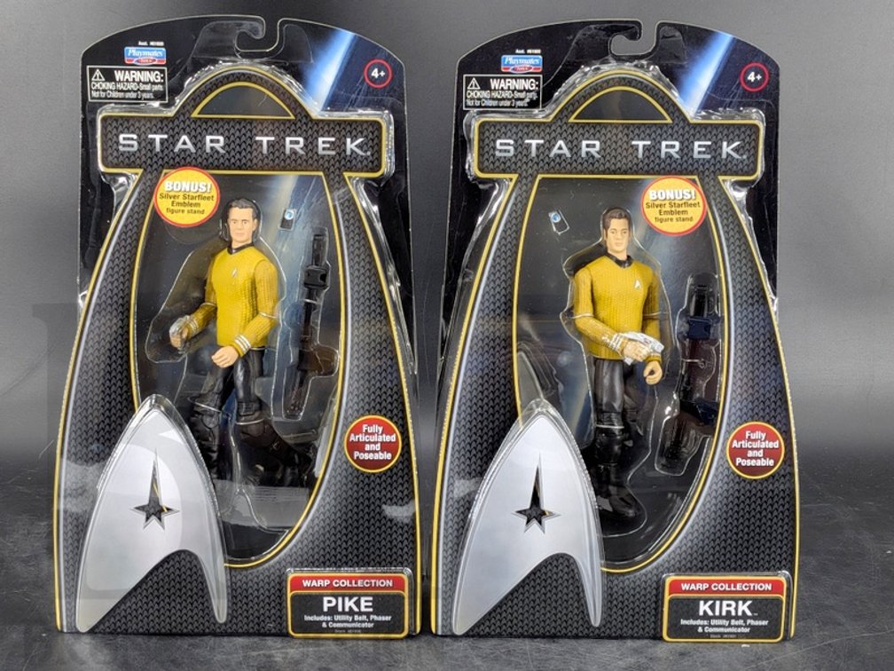(2) 2009 Star Trek Warp Collection Figures, Kirk & Pike, Playmates Toys, MOC