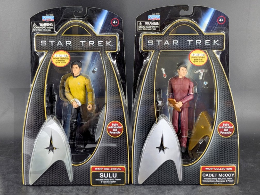 (2) 2009 Star Trek Warp Collection Sulu and Cadet McCoy Figures by Playmates Toys