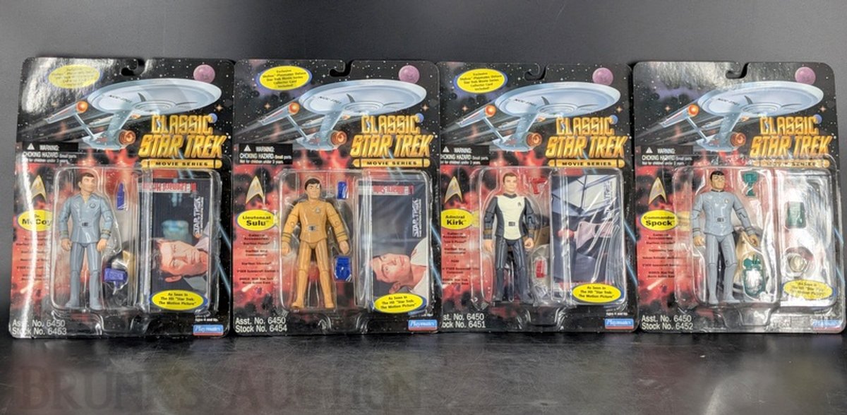 (4) 1995 Playmates Star Trek Classic Movie Series Action Figures Kirk Spock Sulu McCoy