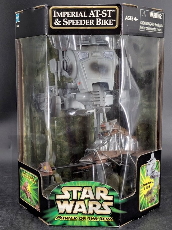 2001 Star Wars Power of the Jedi Imperial AT-ST & Speeder Bike Hasbro New in Box