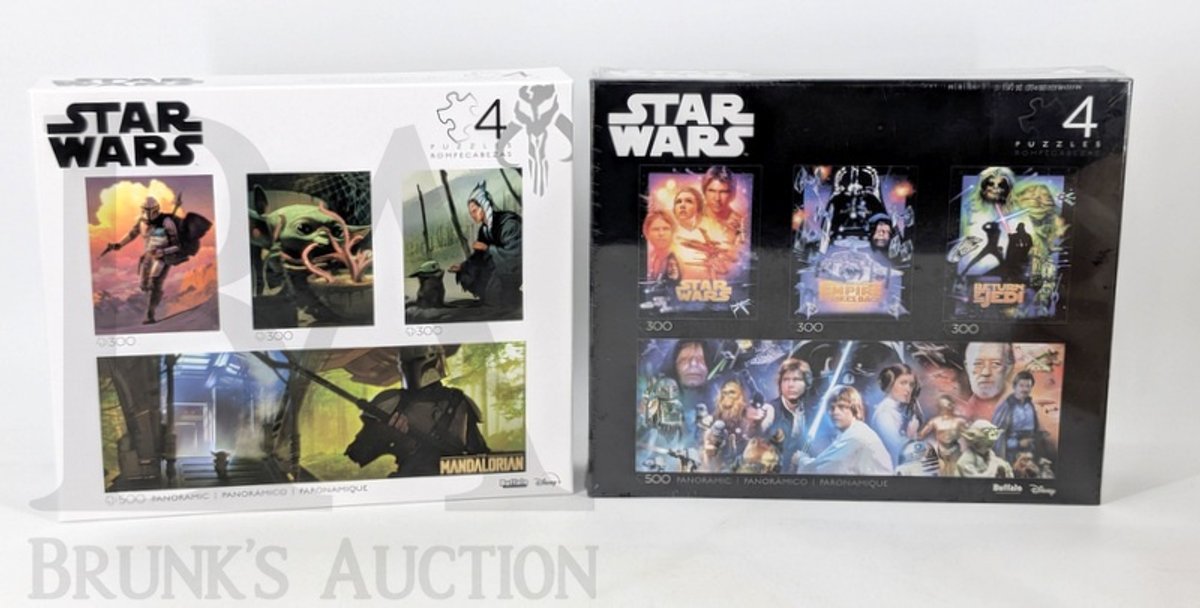 (2) Star Wars Buffalo 4-Puzzle Sets Mandalorian & Classic, Factory Sealed