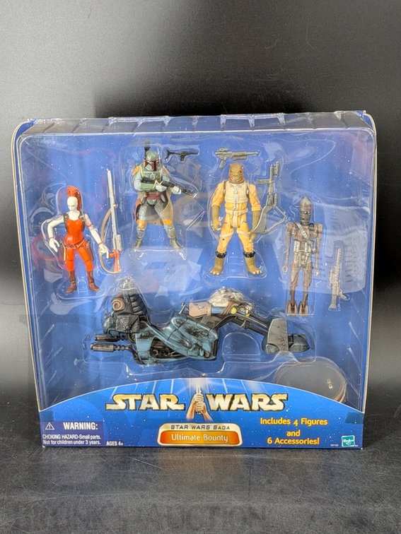 2003 Star Wars Saga Ultimate Bounty Set with Boba Fett, Bossk, IG-88, Aurra Sing, Swoop Bike