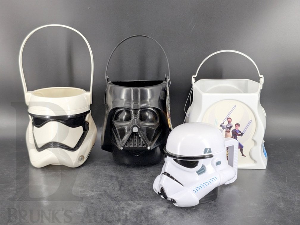 (4) Star Wars Trick-or-Treat Pails Darth Vader Stormtrooper Clone Trooper, Disney Rubie's