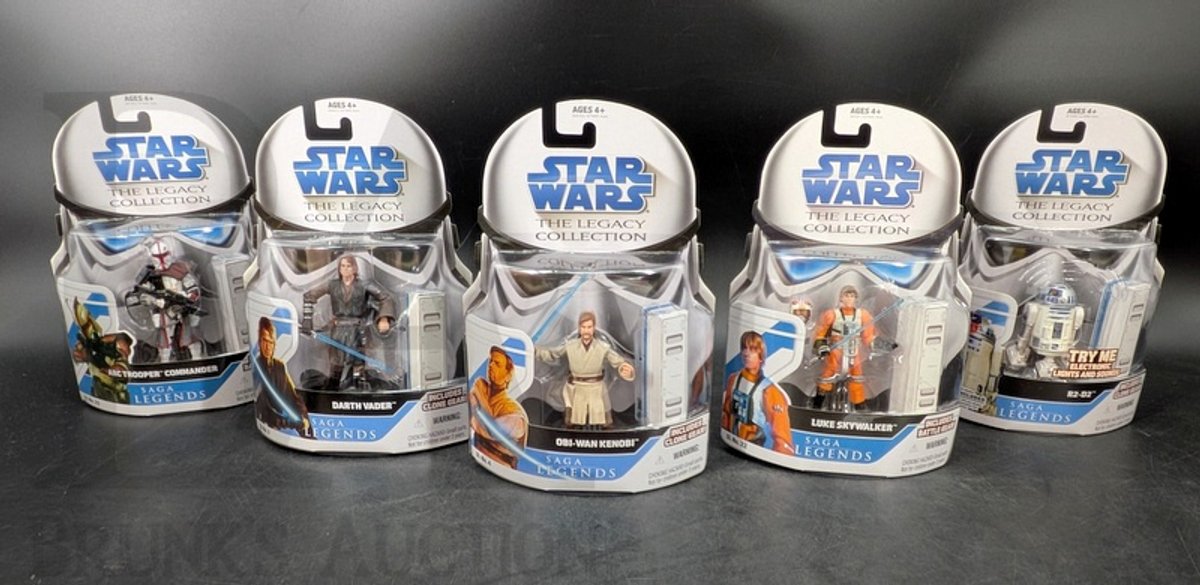 (5) 2008-2009 Star Wars Legacy Collection Saga Legends Figures Carded Hasbro