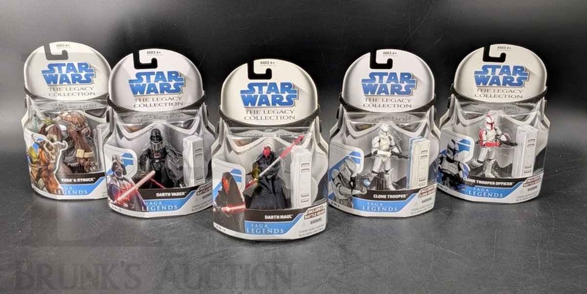 (5) 2008 Star Wars Legacy Collection Saga Legends Action Figures in Original Packaging
