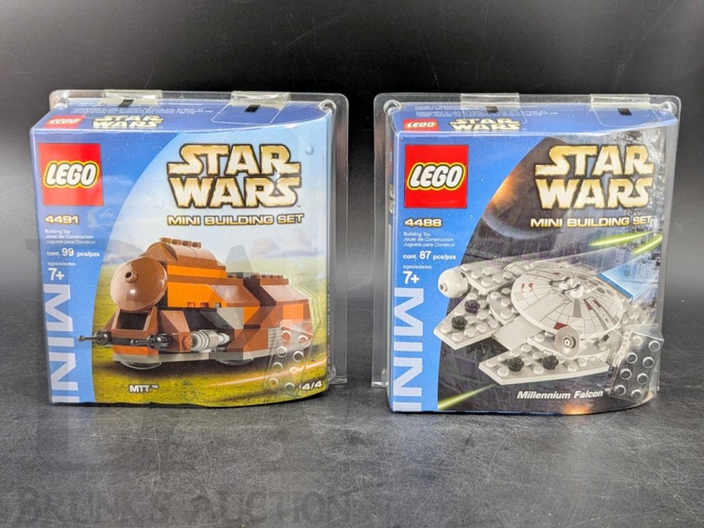 (2) 2003 LEGO Star Wars Mini Building Sets 4488 Millennium Falcon 4491 MTT New Sealed