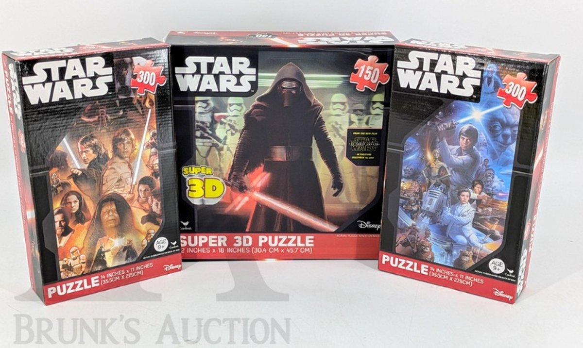 (3) Star Wars Puzzles 300 and 150 Piece Cardinal Super 3D and Standard Assorted Designs
