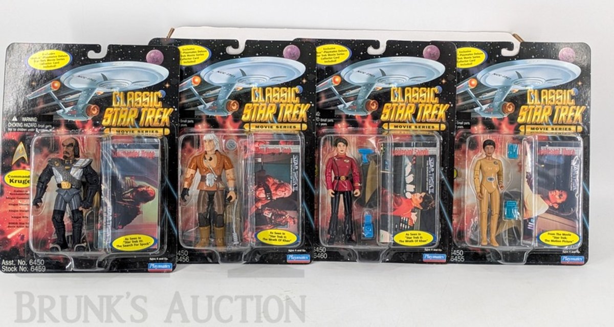 (4) 1995 Playmates Classic Star Trek Movie Series Figures, Carded, Assorted Characters