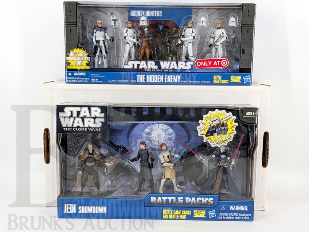 (2) 2010 Hasbro Star Wars Clone Wars Battle Packs Jedi Showdown & Hidden Enemy Sets
