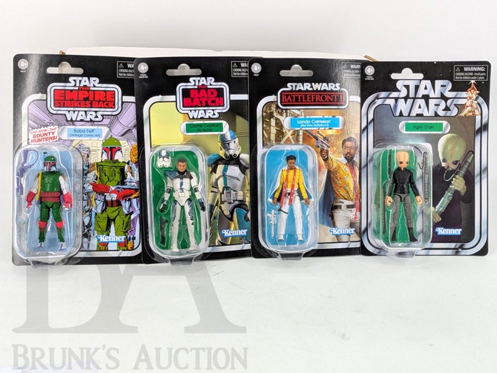 (4) Star Wars Vintage Collection Figures Boba Fett Clone Captain Hauser Lando Figrin D'an