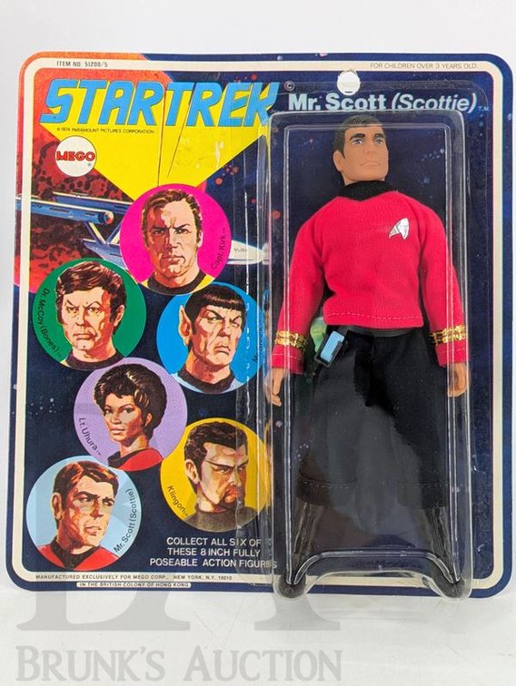1974 Mego Star Trek Mr. Scott (Scottie) Action Figure on Original Card