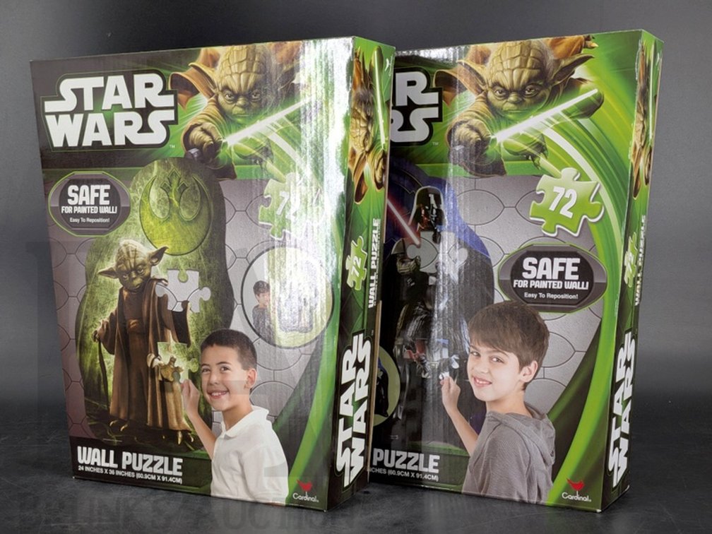(2) 2013 Star Wars Wall Puzzles Cardinal Yoda & Darth Vader 72 Pieces Each