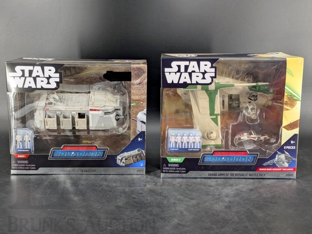 (2) Star Wars Micro Galaxy Squadron Vehicles: Imperial Troop Transport & Grand Army Pack